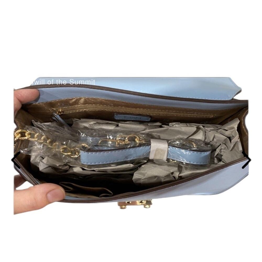 IMAN Iman Global Chic Convertible Flap Satchel Baby Blue NWT - Picture 7 of 7